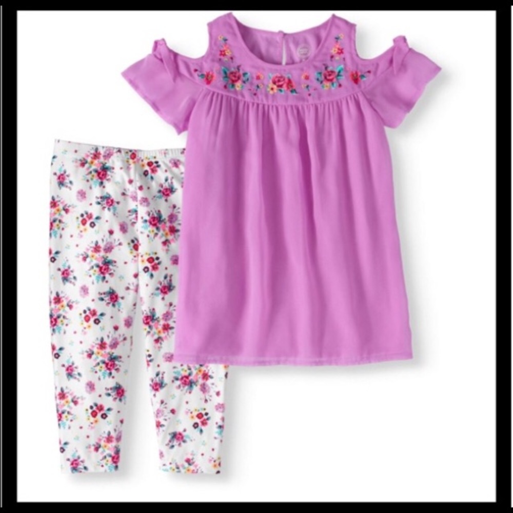 3-Pack (2 piece sets) Wonder Nation Floral Legging Sets